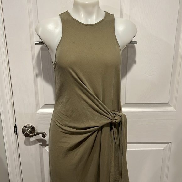 Massimo Dutti women’s tie front sleeveless kahki color maxi dress size Small - Picture 3 of 8